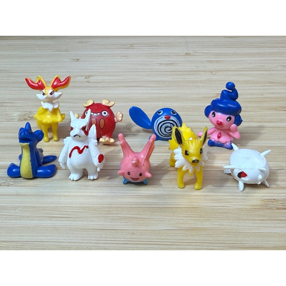 Pokemon Mini Figure Lot 9pc Jolteon Poliwag Corsola Lapras Braixen Zangoose
